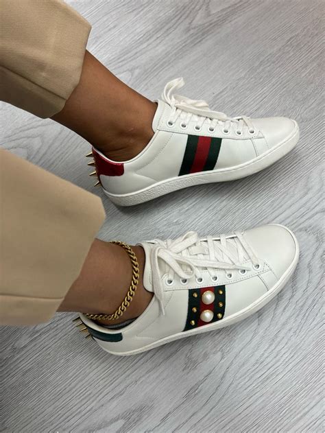 purple gray gucci shoes qith studs|Gucci ace shoes customer service.